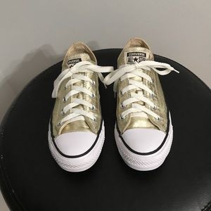 Converse All Star Gold Metallic Low Top Sneakers